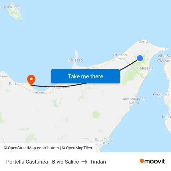 Portella Castanea - Salice Junction to Tindari map