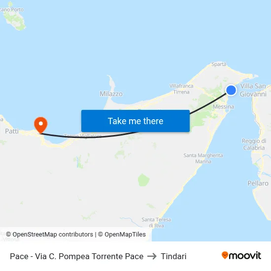 Pace - Via C. Pompea Torrente Pace to Tindari map