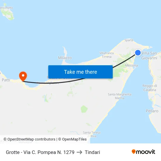 Grotte - Via C. Pompea N. 1279 to Tindari map