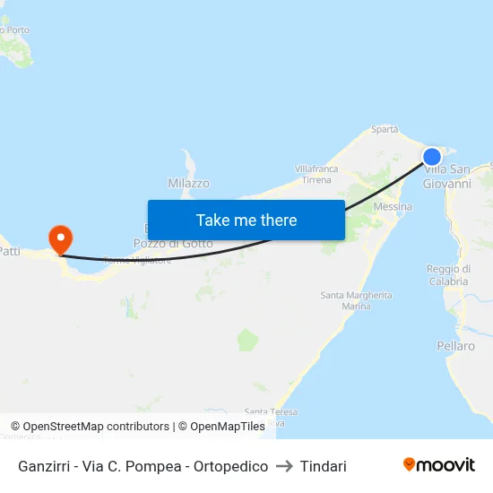 Ganzirri - Via C. Pompea - Ortopedico to Tindari map
