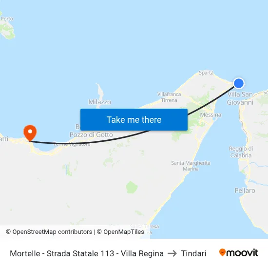Mortelle - Strada Statale 113 - Villa Regina to Tindari map