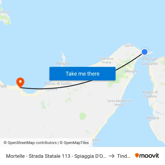 Mortelle - Strada Statale 113 - Spiaggia D'Oro to Tindari map