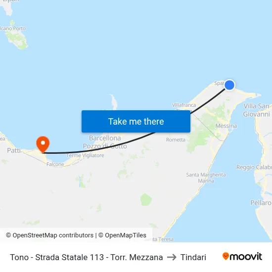 Tono - State Road 113 - Mezzana Stream to Tindari map