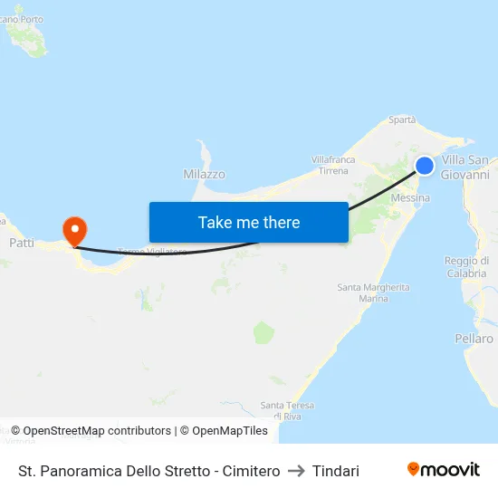 St. Panoramica Dello Stretto - Cimitero to Tindari map