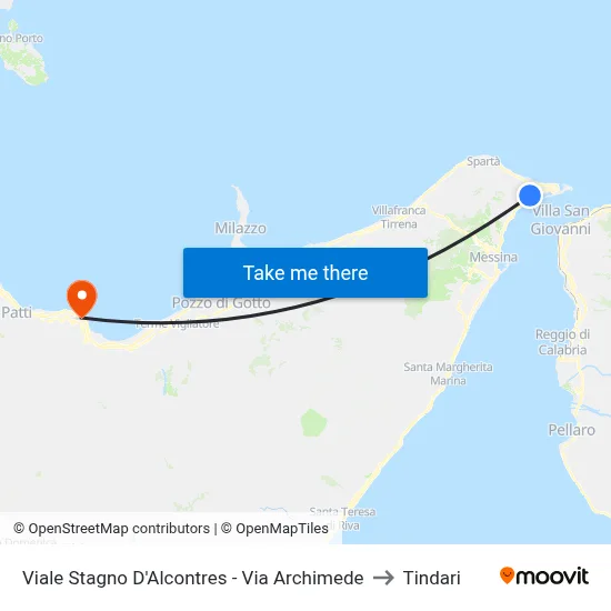 Viale Stagno D'Alcontres - Via Archimede to Tindari map