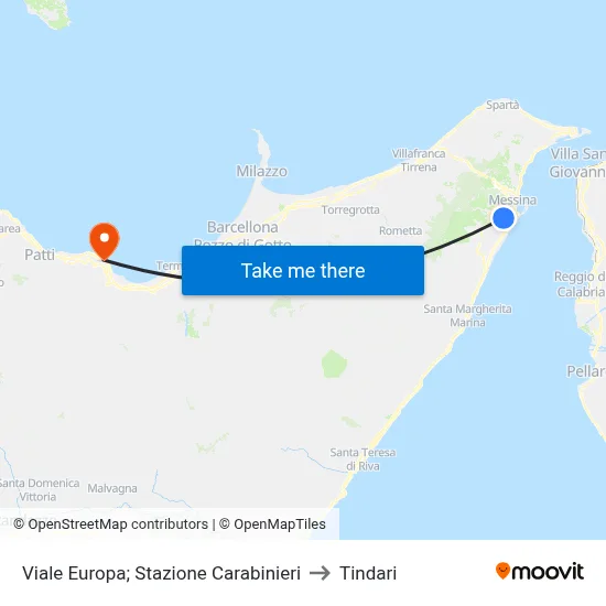 Viale Europa; Stazione Carabinieri to Tindari map