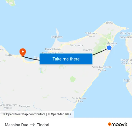Messina Due to Tindari map