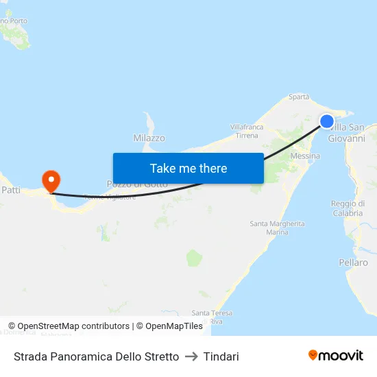 Strada Panoramica Dello Stretto to Tindari map