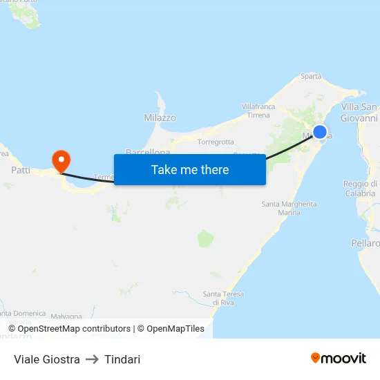 Viale Giostra to Tindari map