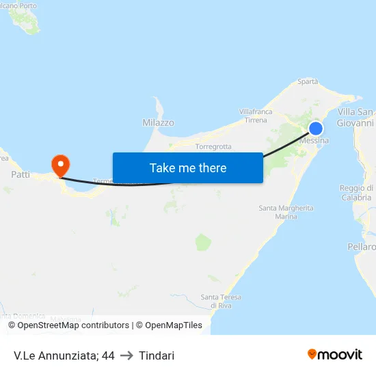 V.Le Annunziata; 44 to Tindari map