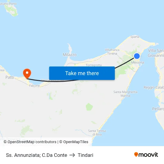 Holy Annunciation; Conte District to Tindari map