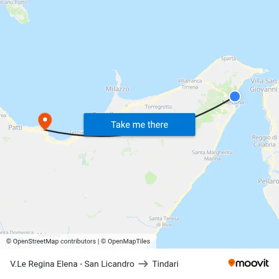 V.Le Regina Elena - San Licandro to Tindari map