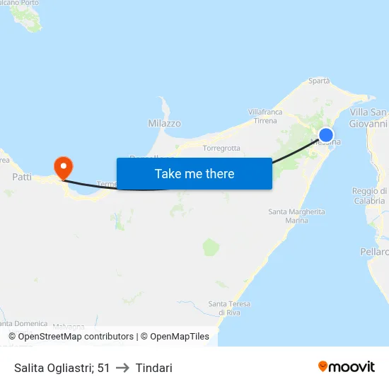 Salita Ogliastri; 51 to Tindari map