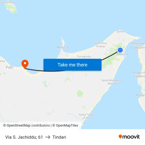 Via S. Jachiddu; 61 to Tindari map