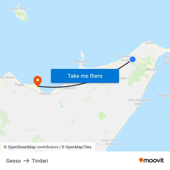 Gesso to Tindari map
