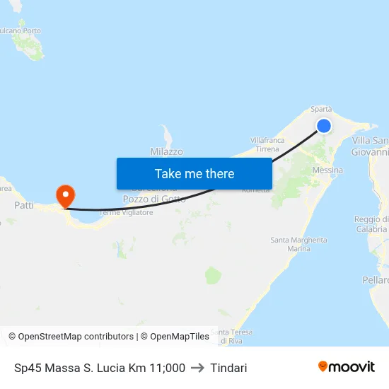 Provincial Road 45 Massa S. Lucia Km 11;000 to Tindari map
