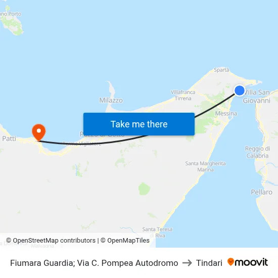 Fiumara Guardia; Via C. Pompea Autodromo to Tindari map