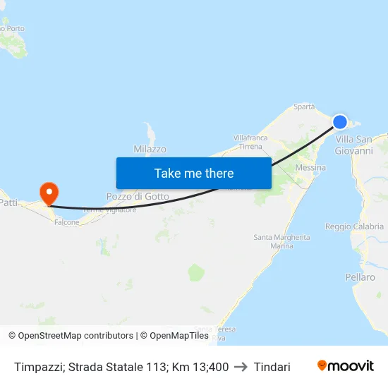 Timpazzi; State Road 113; Km 13;400 to Tindari map
