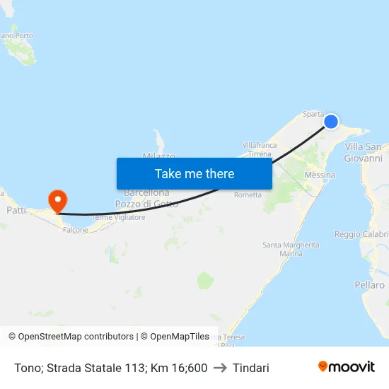 Tono, State Road 113, Km 16.600 to Tindari map