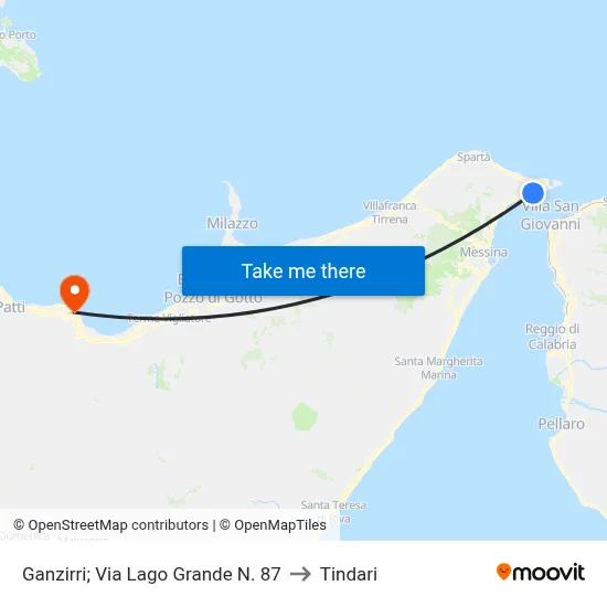 Ganzirri; Via Lago Grande N. 87 to Tindari map