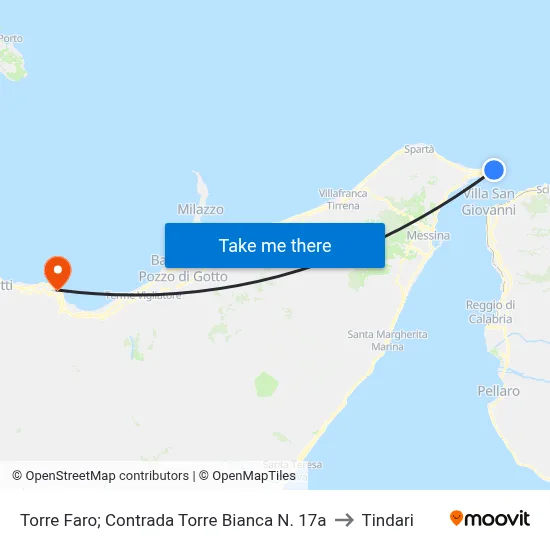 Torre Faro; Contrada Torre Bianca N. 17a to Tindari map