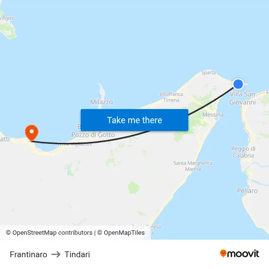 Frantinaro to Tindari map