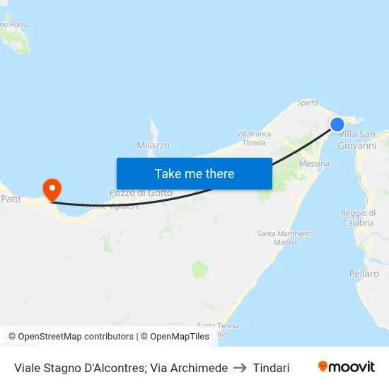 Viale Stagno D'Alcontres; Via Archimede to Tindari map