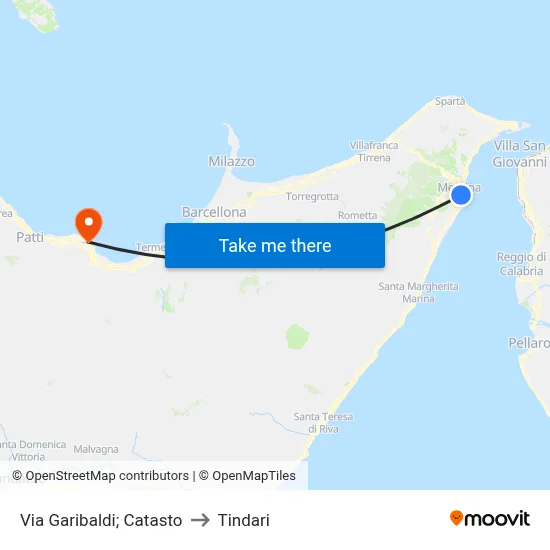 Via Garibaldi; Catasto to Tindari map
