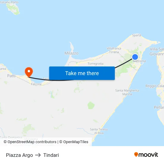 Argo Square to Tindari map