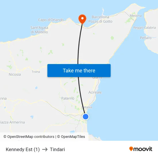 Kennedy East (1) to Tindari map