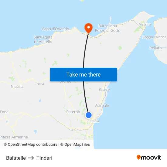 Balatelle to Tindari map