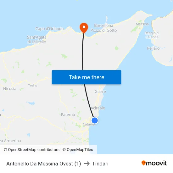 Antonello Da Messina Ovest (1) to Tindari map