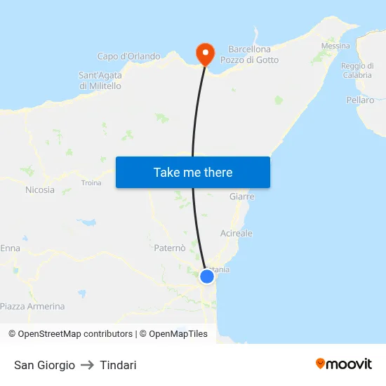 San Giorgio to Tindari map