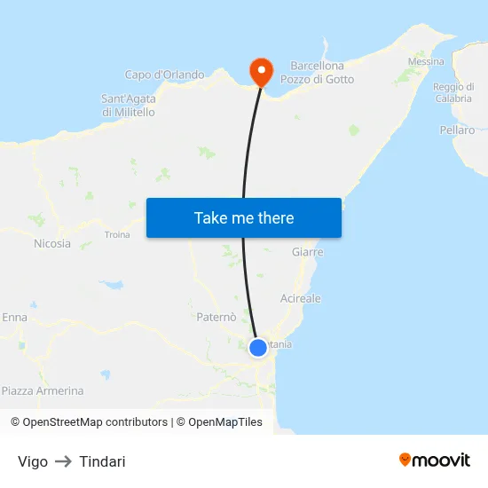 Vigo to Tindari map