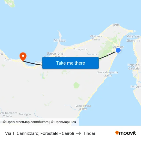 Via T. Cannizzaro; Forestale - Cairoli to Tindari map