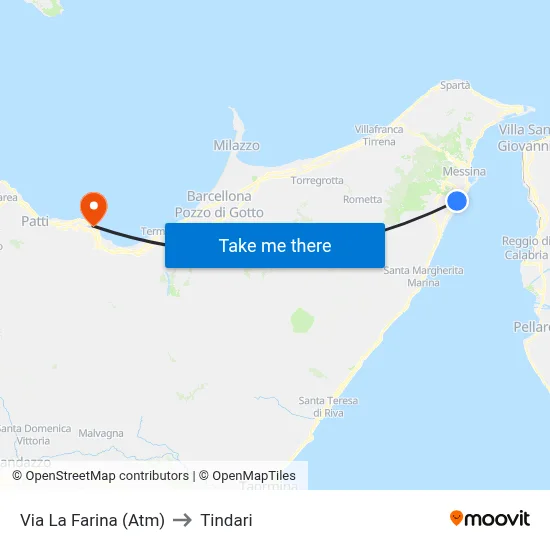 Via La Farina (Atm) to Tindari map