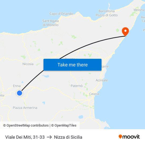 Viale Dei Miti, 31-33 to Nizza di Sicilia map