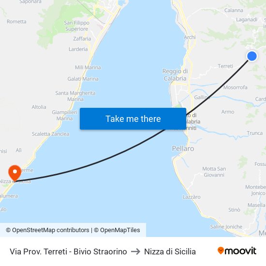 Via Prov. Terreti - Bivio Straorino to Nizza di Sicilia map