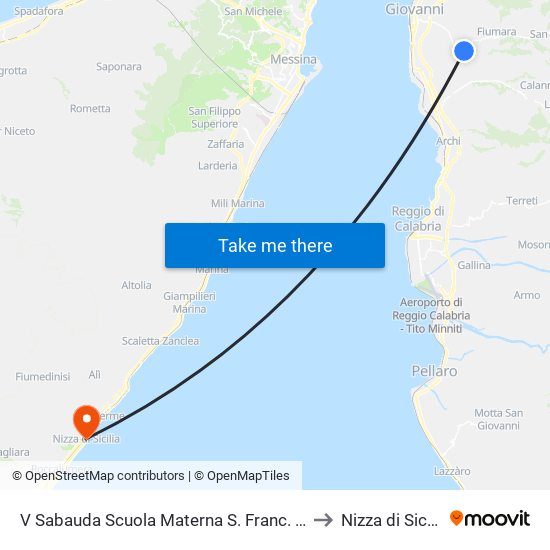 V Sabauda Scuola Materna S. Franc. S/N to Nizza di Sicilia map