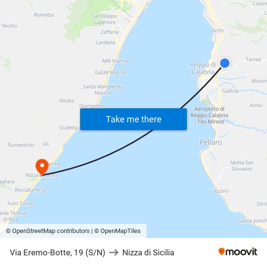 Via Eremo-Botte, 19  (S/N) to Nizza di Sicilia map