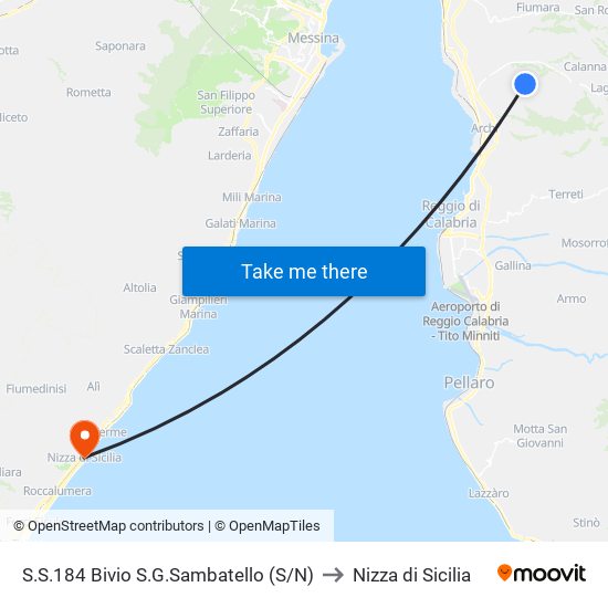 S.S.184  Bivio S.G.Sambatello (S/N) to Nizza di Sicilia map