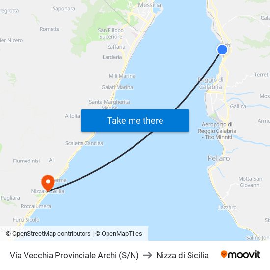 Via Vecchia Provinciale Archi (S/N) to Nizza di Sicilia map