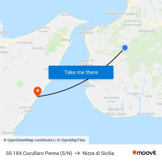 SS 184  Cucullaro Penna (S/N) to Nizza di Sicilia map