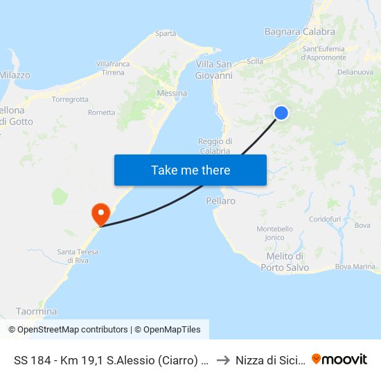 SS 184  - Km 19,1 S.Alessio (Ciarro) S/N to Nizza di Sicilia map
