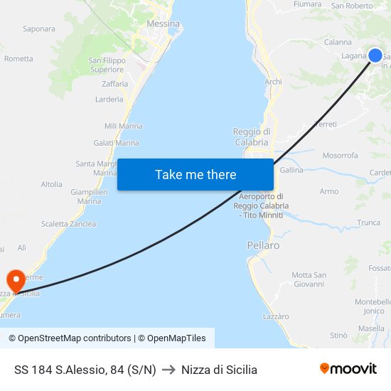 SS 184  S.Alessio, 84 (S/N) to Nizza di Sicilia map