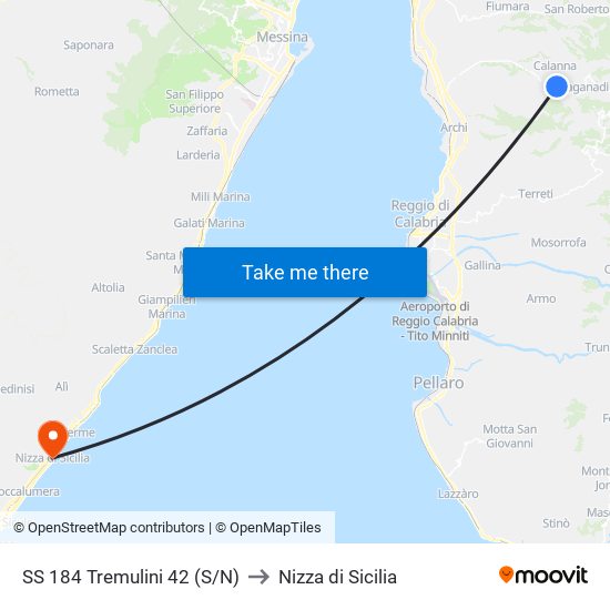 SS 184  Tremulini 42  (S/N) to Nizza di Sicilia map