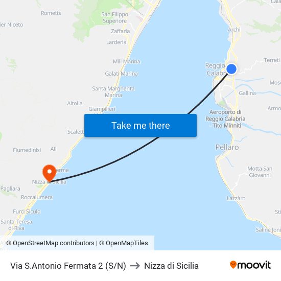 Via S.Antonio  Fermata 2 (S/N) to Nizza di Sicilia map