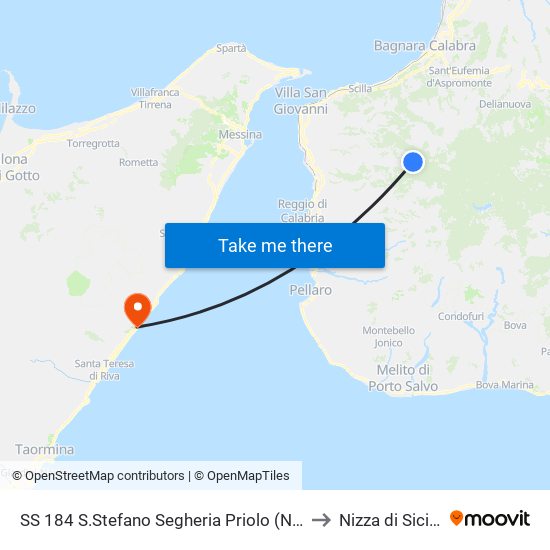 SS 184  S.Stefano Segheria Priolo (N/S) to Nizza di Sicilia map