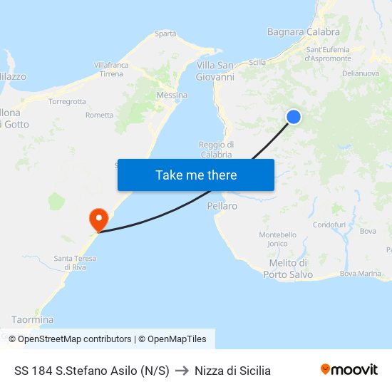 SS 184  S.Stefano Asilo (N/S) to Nizza di Sicilia map