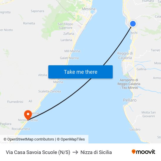 Via Casa Savoia  Scuole (N/S) to Nizza di Sicilia map